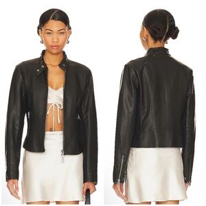 Free People Max Faux Moto Jacket in Black Size S